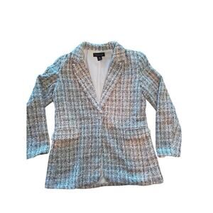 Rachel Zoe Tweed Blazer Jacket Womens 12 L White Black Single Button